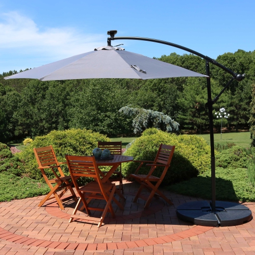 Sunnydaze 9.5 ft Solar Cantilever Offset Patio Umbrella - Smoke