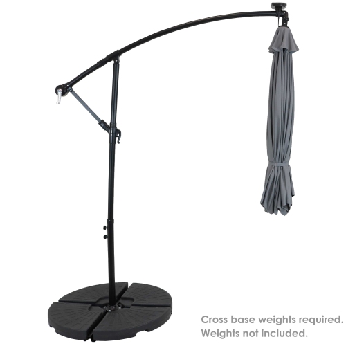 Sunnydaze 9.5 ft Solar Cantilever Offset Patio Umbrella - Smoke