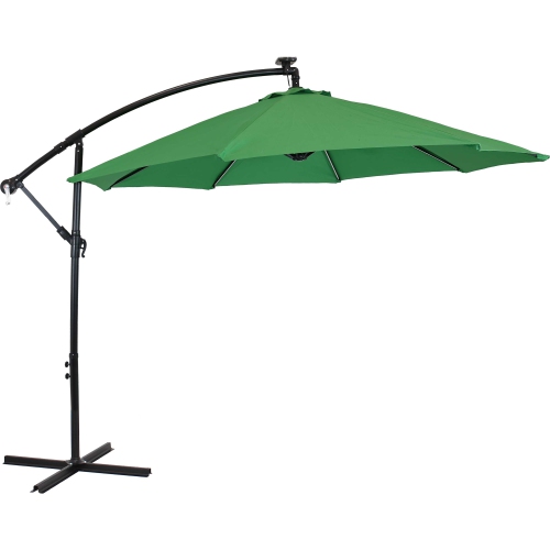 SUNNYDAZE DECOR  Sunnydaze 9.5 Ft Solar Cantilever Offset Patio Umbrella - Emerald Great patio umbrella! Easy to assemble and to open/close once in place