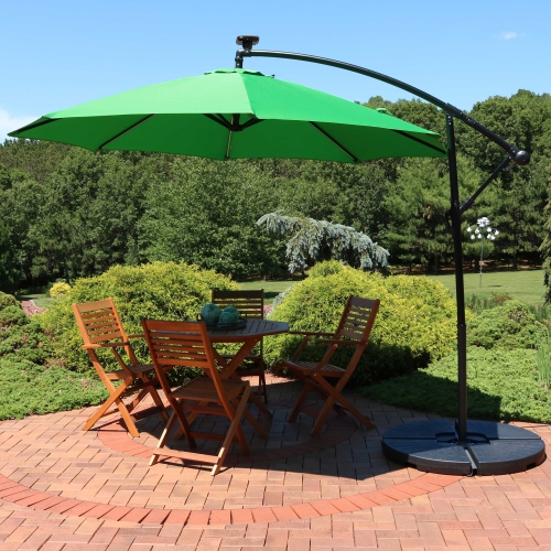 Sunnydaze 9.5 ft Solar Cantilever Offset Patio Umbrella - Emerald