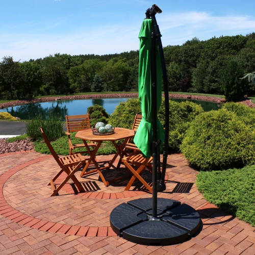 Sunnydaze 9.5 ft Solar Cantilever Offset Patio Umbrella - Emerald