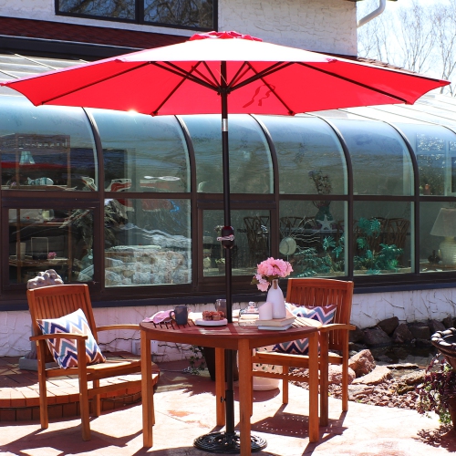 Sunnydaze 9 ft Aluminum Patio Umbrella with Tilt and Crank - Red