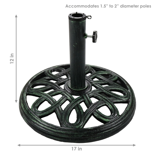 Sunnydaze 17 in Lattice Cast Iron Round Patio Umbrella Base - Black