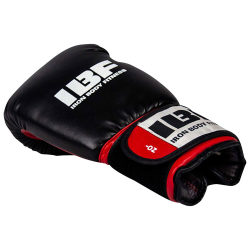 Gants de boxe de 16 oz Sport Series d'Iron Body Fitness - Noir/Rouge/Blanc