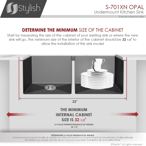 OPEN BOX A - 32 inch Graphite Black Double Bowl Undermount Stainless Steel Kitchen Sink with Grids and Basket Strainers S-701XN