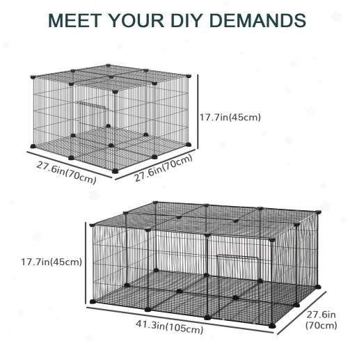 PawHut Pet Playpen Small Animal Cage, 22 Panels, Portable Metal Wire Fence with Door for Bunny, Guinea Pig, Chinchilla, Hedgehog, Each Panel Size 14"