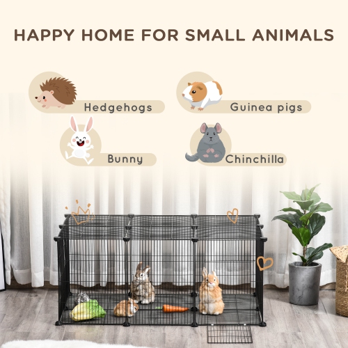 PawHut Pet Playpen Small Animal Cage, 22 Panels, Portable Metal Wire Fence with Door for Bunny, Guinea Pig, Chinchilla, Hedgehog, Each Panel Size 14"