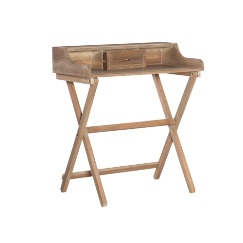 Linon Cade Wood Folding Desk in Rustic Brown