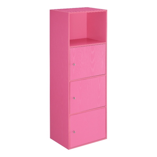 CONVENIENCE CONCEPTS  Xtra Storage Three-Door Cabinet With Shelf In Wood Finish In Pink