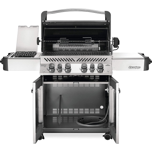 Napoleon Prestige 500 BBQ Grill, Stainless Steel, Propane Gas - P500RSIBPSS-3 With Infrared Rear And Side Burner, Premium Barbecue Gas Cart For