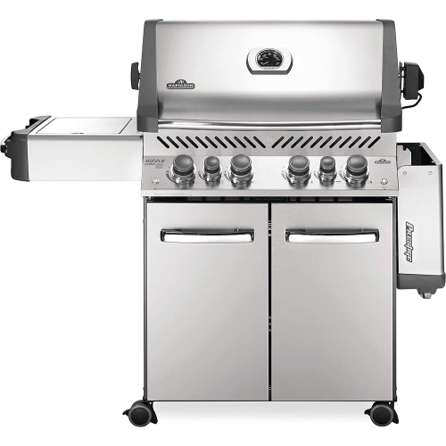 Napoleon Prestige 500 BBQ Grill, Stainless Steel, Propane Gas - P500RSIBPSS-3 With Infrared Rear And Side Burner, Premium Barbecue Gas Cart For