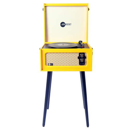 Arkrocket Discovery Bluetooth Record Player Stand with 3-Speed Turntable-Yellow