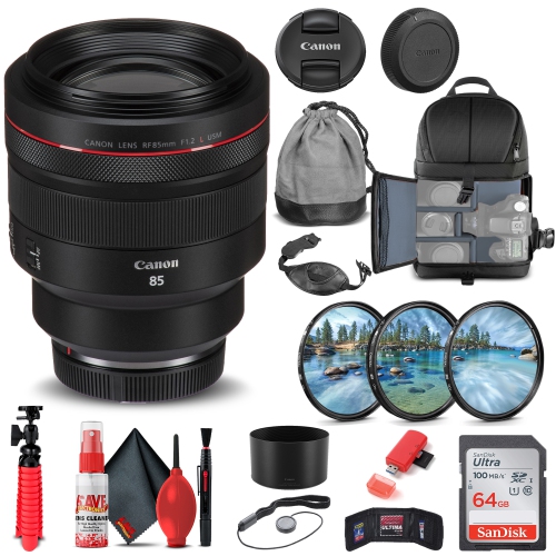 CANON  Rf 85MM F/1.2L Usm Lens (3447C002) + Filter Kit + Backpack + More