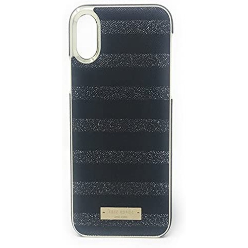 Étui Kate Spade Glitter/Stripe iPhone noir X/XS