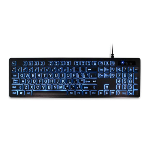 ALURATEK  Large Print Tri-Color Backlit Keyboard - English - (Akbled01Fs)