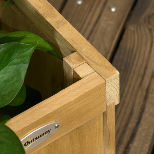 Outsunny Freestanding Outdoor Privacy Screen with 4 Self-Draining Raised Garden Beds, 3 Hinged Privacy Panels and for Hot Tub, Pool, Patio, Backyard,