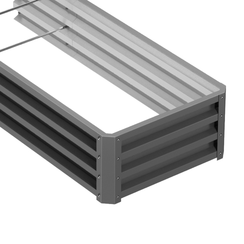 Outsunny L-Shaped Raised Garden Bed, 82" x 109" x 12" Galvanized Steel Planter Box with Multi-reinforced Rods for Vegetables, Flowers and Herbs, Dark