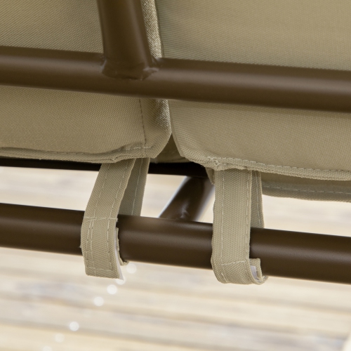 Outsunny 3-Seat Patio Swing Chair, Outdoor Canopy Swing Glider with Cushion, Pillows and Adjustable Polycarbonate Canopy for Porch, Garden, Poolside,