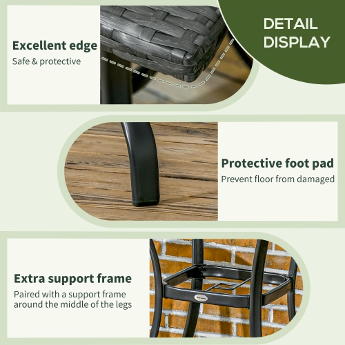 Outsunny Patio Wicker Dining Table with Umbrella Hole, 34 Inch Outdoor PE Rattan Coffee Table with Plastic Board Under the Woven Table Top for Patio,