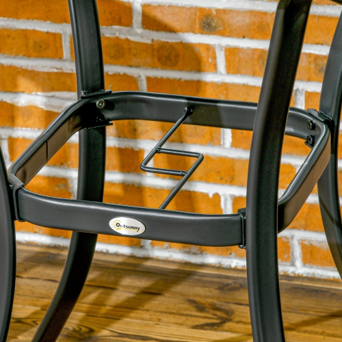 Outsunny Patio Wicker Dining Table with Umbrella Hole, 34 Inch Outdoor PE Rattan Coffee Table with Plastic Board Under the Woven Table Top for Patio,