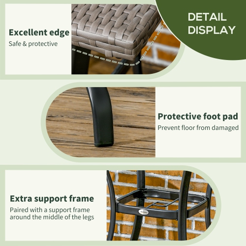 Outsunny Patio Wicker Dining Table with Umbrella Hole, 34 Inch Outdoor PE Rattan Coffee Table with Plastic Board Under the Woven Table Top for Patio,