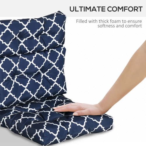 Coussin de siège/dossier extérieur Outsunny, coussin de chaise de patio monopièce, coussin capitonné avec bourre épaisse et attaches, 44 x 42 x 4 po,