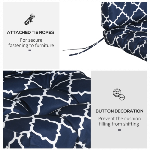 Coussin de siège/dossier extérieur Outsunny, coussin de chaise de patio monopièce, coussin capitonné avec bourre épaisse et attaches, 44 x 42 x 4 po,