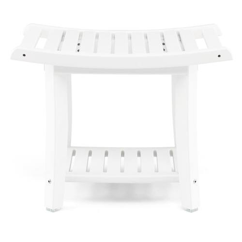 Gymax 2-tier Shower Bench Waterproof Spa Bath Shower Stool Heavy Duty w/ Shelf
