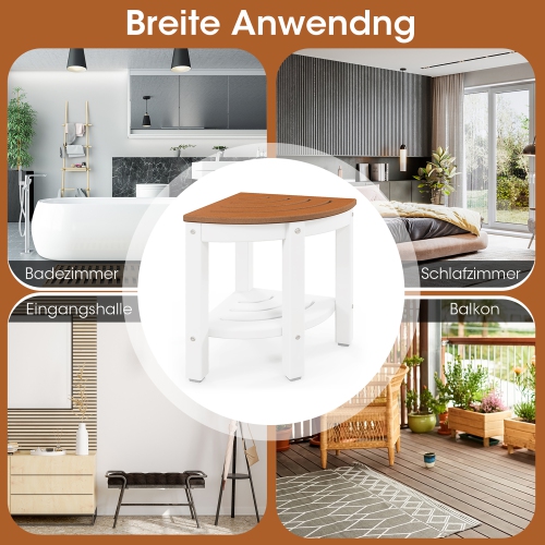 Gymax 2-Tier Corner Shower Bench Stool Waterproof Bathroom Stool Heavy Duty w/ Shelf