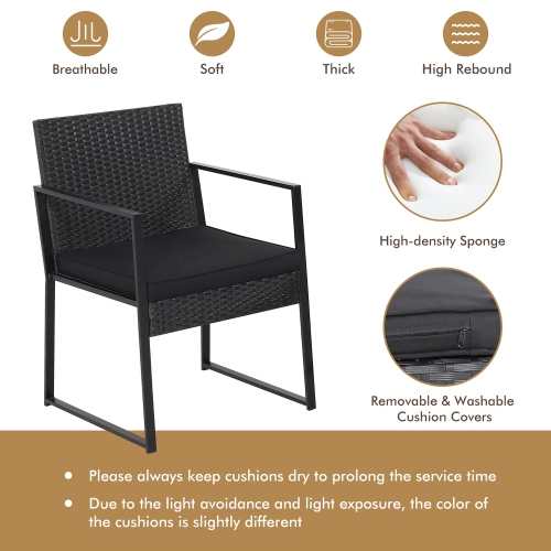 Gymax 3PCS Patio Rattan PE Wicker Bistro Set Outdoor Furniture Set w/ Table & Cushion