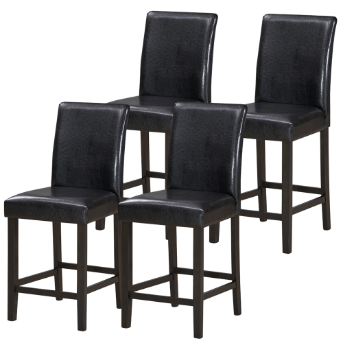 Gymax Set of 4 Bar Stools 25inch Counter Height Barstool Pub Chair w/Rubber Wood Legs