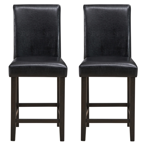 Gymax Set of 2 Bar Stools 25inch Counter Height Barstool Pub Chair w/Rubber Wood Legs