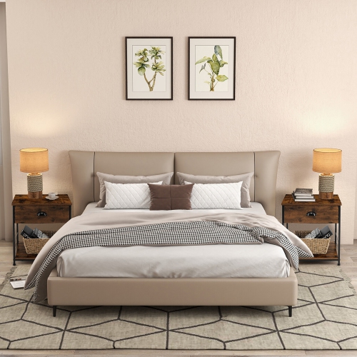 Gymax 2PCS 2-tier Nightstand Bedside End Sofa Coffee Table Bedroom Living Room