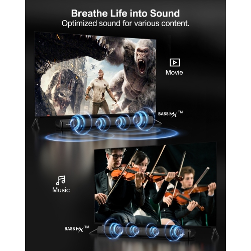 ULTIMEA Apollo S40 2-in-1 Detachable Sound Bar, Bluetooth 5.3, 3 EQ Modes, Soundbar with Adjustable Bass, ARC/Optical/Aux, Peak Power 100W