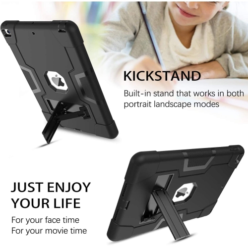 Apple iPad Mini 6 Case 8.3 inches Rugged Case with Kickstand, Full Body Heavy Duty Triple Layered Shockproof, Anti-Skid Protective Cover with