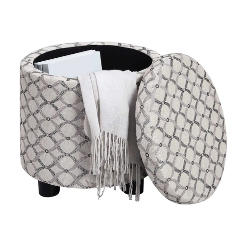 Designs4Comfort Accent Storage Ottoman w/Reversible Tray Lid in Gray Fabric