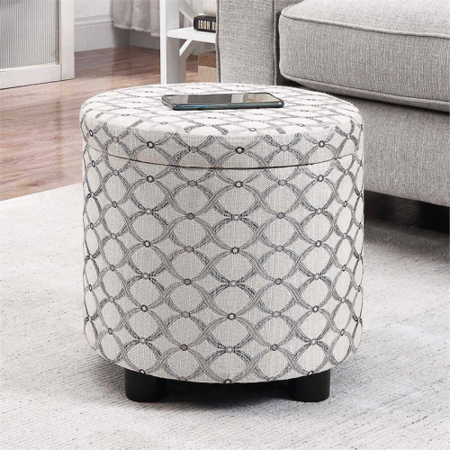 Designs4Comfort Accent Storage Ottoman w/Reversible Tray Lid in Gray Fabric