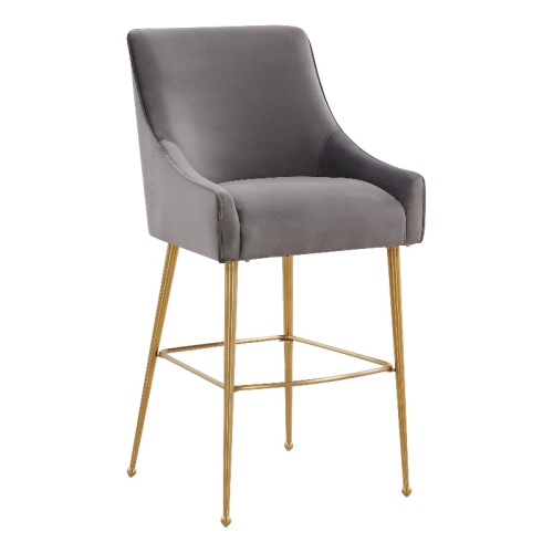 TOV FURNITURE  Beatrix Dark Velvet Upholstered Counter Stool - Gold Legs In Grey