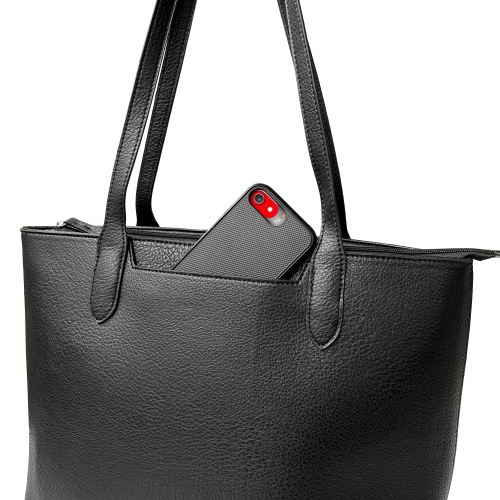 NICCI Tote Bag with Slit Pocket Black