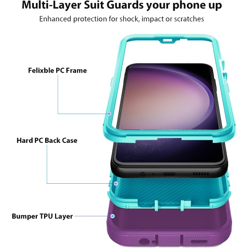 XCRS Heavy Duty Triple Layer Cover avec étui de protection antichoc pour Samsung Galaxy S23+ Plus 2023