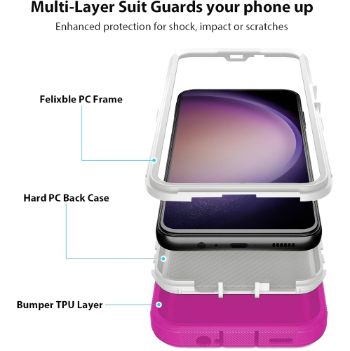 XCRS Heavy Duty Triple Layer Cover avec étui de protection antichoc pour Samsung Galaxy S23+ Plus 2023