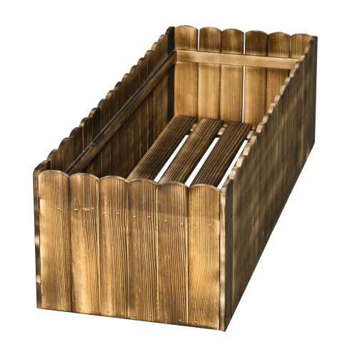 Outsunny 40" x 16" x 12" Raised Garden Bed, Raised Planter Box, Wooden Planter Raised Bed with Drainage Holes, Carbonized Natural