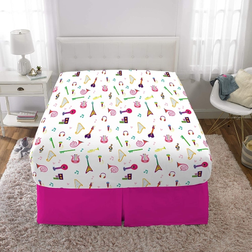 Trolls World Tour - Ensemble de draps Find Your Beat pour enfants - Ensemble de literie double multicolore à imprimé amoureux pour enfants - 4 pièces