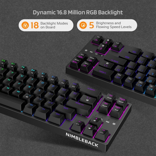 LTC NB681 Nimbleback Wired 65% Mechanical Keyboard, RGB Backlit Ultra-Compact 68 Keys Gaming Keyboard with Hot-Swappable Switch and Stand-Alone