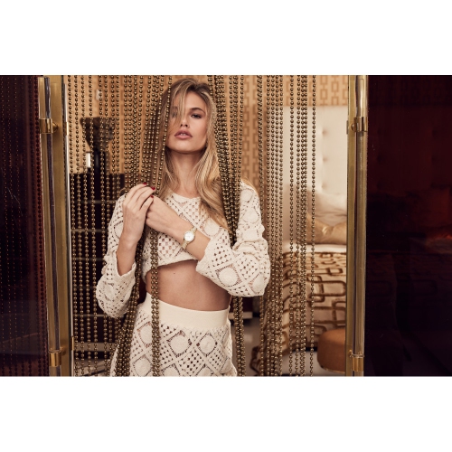 Bulova Ladies Crystal Quartz Watch 28.5mm Gold-Tone Stainless Steel Case and Bracelet with White Dial