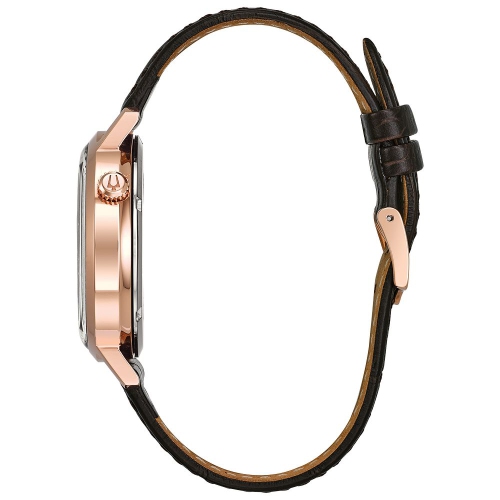 Montre à quartz pour femmes Gemini 22,5&nbsp;mm de Bulova avec boîtier et bracelet en acier inoxydable deux tons et cadran bleu