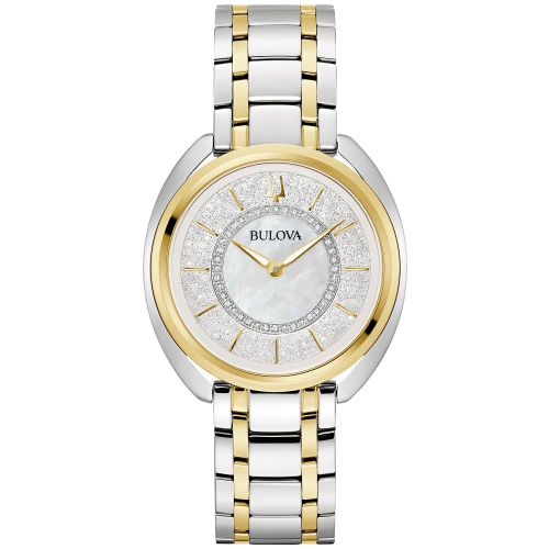 BULOVA WATCH  Bulova Ladies Duality Quartz Box-Set 34MM Two-Tone Stainless Steel Case And Bracelet With Dial (98X134) In White