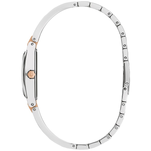 Montre à quartz pour femmes Gemini 22,5&nbsp;mm de Bulova avec boîtier et bracelet en acier inoxydable deux tons et cadran noir