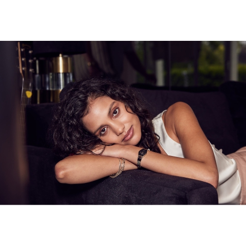 Montre à quartz pour femmes Gemini 22,5&nbsp;mm de Bulova avec boîtier et bracelet en acier inoxydable deux tons et cadran noir