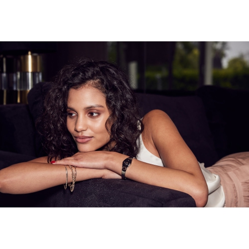 Montre à quartz pour femmes Gemini 22,5&nbsp;mm de Bulova avec boîtier et bracelet en acier inoxydable deux tons et cadran noir